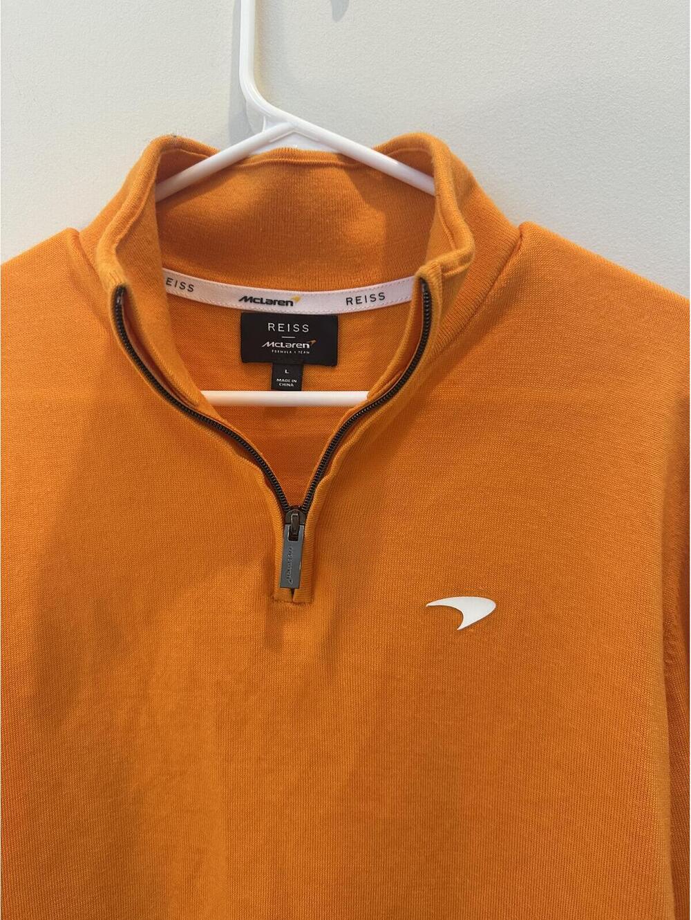 Men Large Reiss x McLaren Formula 1 Team Hatch papaya half-zip